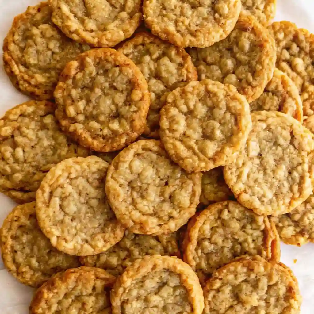 Oatmeal Coconut Cookies with oats and coconut flakes on a plate.