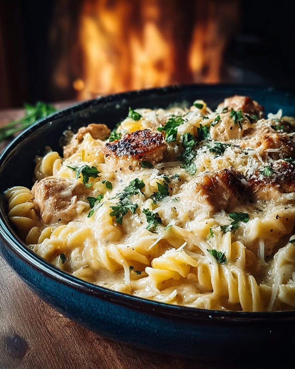 The Best Crockpot Garlic Parmesan Chicken Pasta Recipe