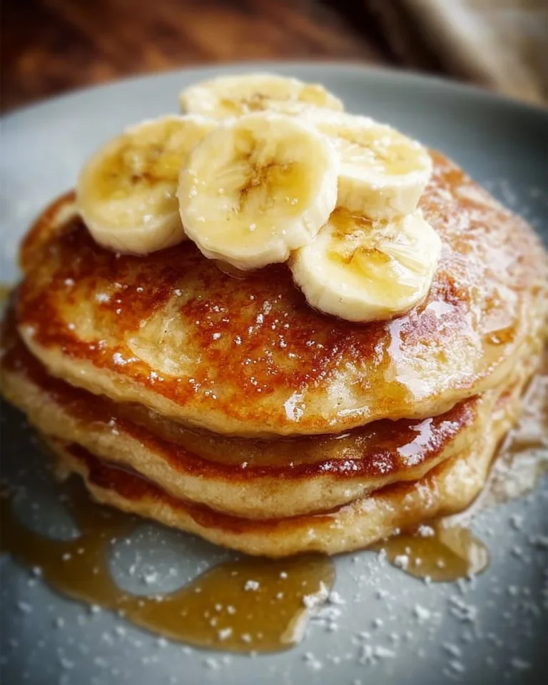 Delicious brown sugar banana pancakes stacked on a plate