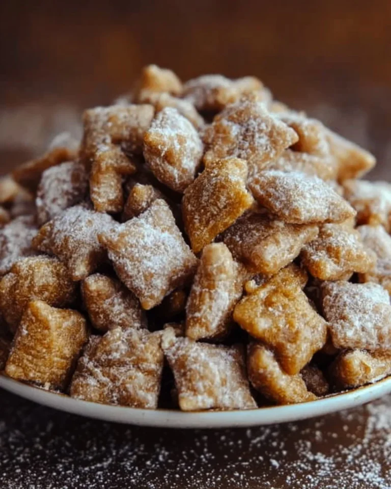 Homemade Caramel Apple Puppy Chow dessert in a bowl