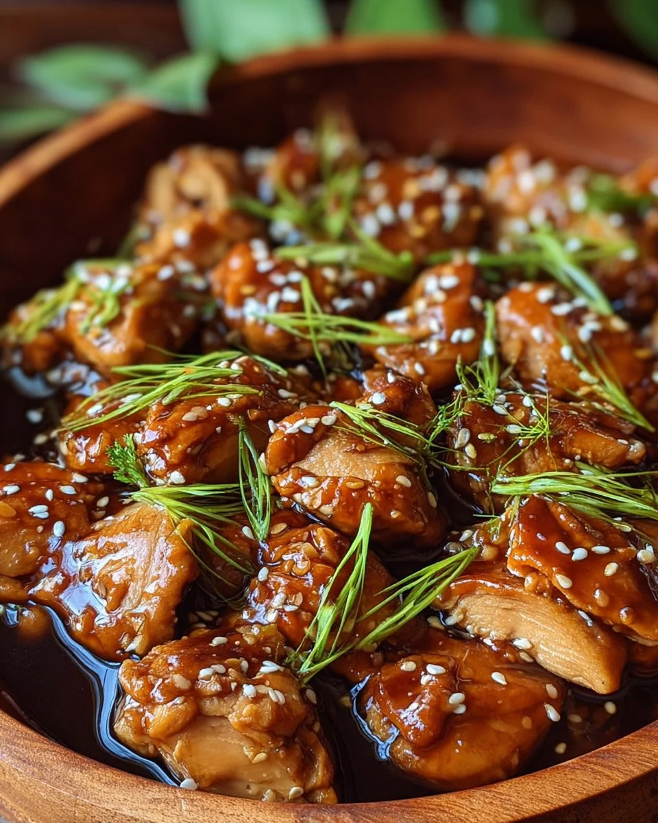 Crockpot Teriyaki Chicken served on a plate with rice and vegetables