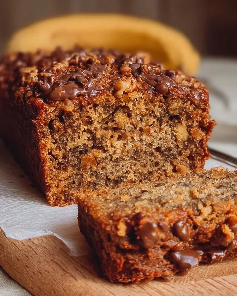 Slice of healthy vegan gluten-free banana bread on a wooden table