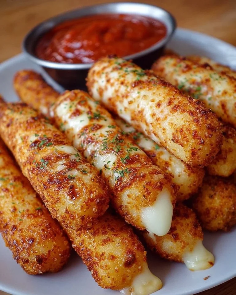 Delicious homemade mozzarella cheese sticks served with marinara sauce
