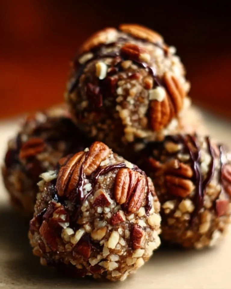 Delicious no bake pecan pie balls arranged on a plate