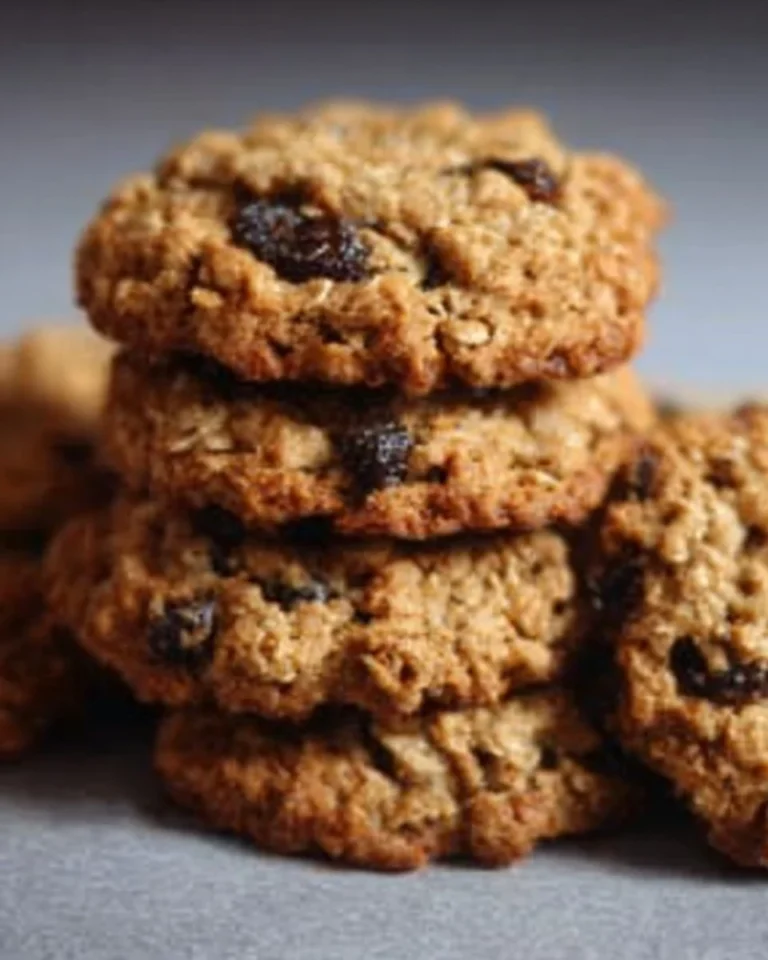 Freshly baked oatmeal raisin cookies on a cooling rack
