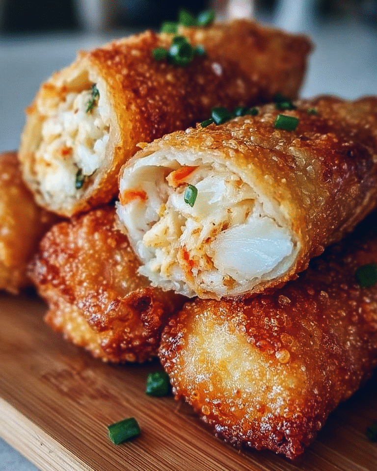 Crispy crab cake egg rolls served on a plate with dipping sauce.
