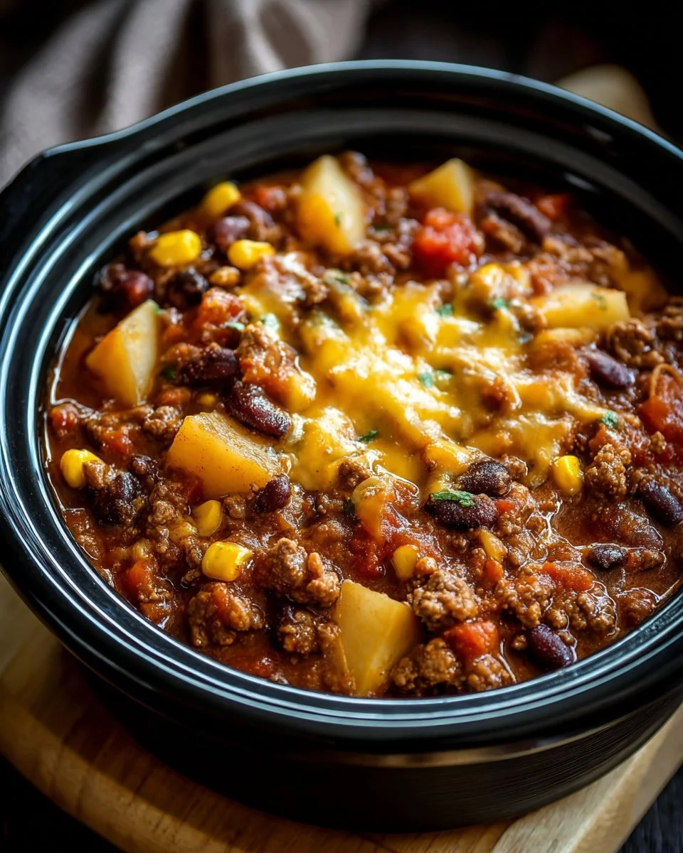 Delicious slow cooker cowboy casserole served in a bowl