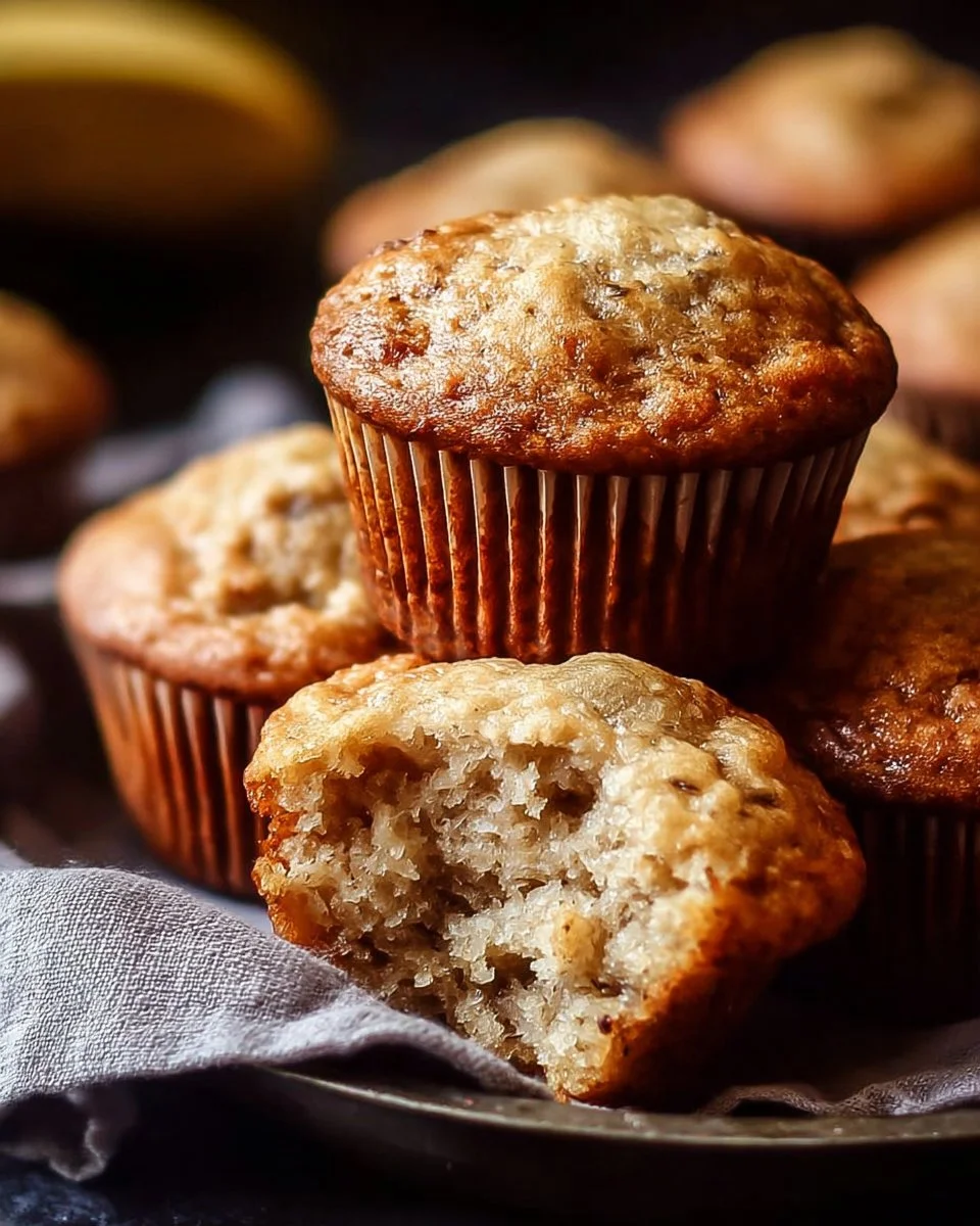 Delicious soft and fluffy banana muffins fresh out of the oven