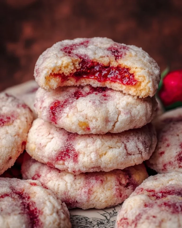 Delicious strawberry cheesecake cookies fresh out of the oven.