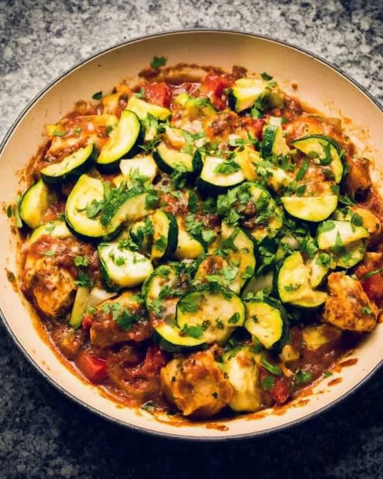 Tex Mex Chicken and Zucchini dish, vibrant with spices and fresh ingredients.