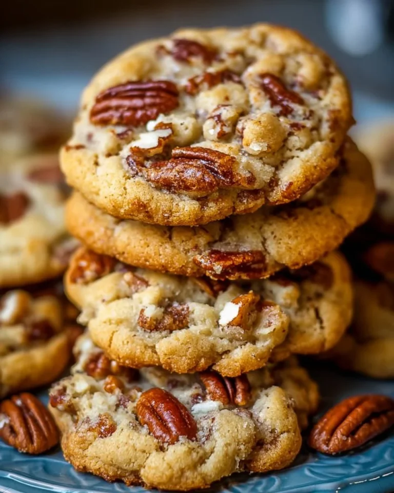Delicious plate of homemade Butter Pecan Cookies with pecans and butter
