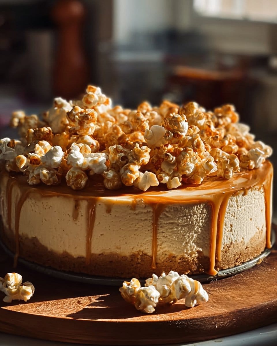 Ultimate Salted Butterscotch Popcorn Cheesecake
