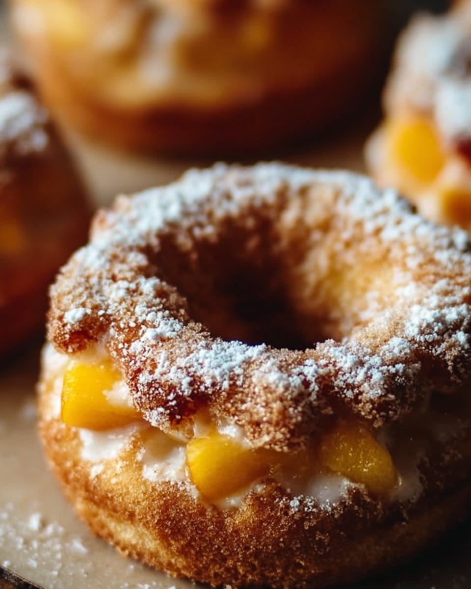 Classic Peach Cobbler Cheesecake Donuts You'll Crave Every Time