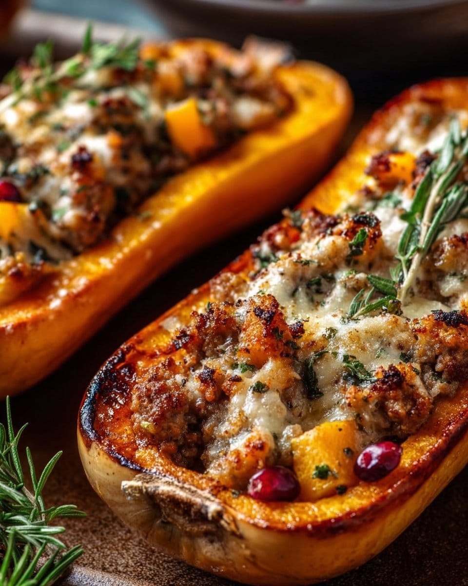 Sausage and Apple Stuffed Butternut Squash