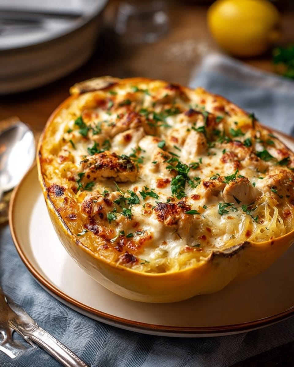 Baked Chicken Alfredo Spaghetti Squash