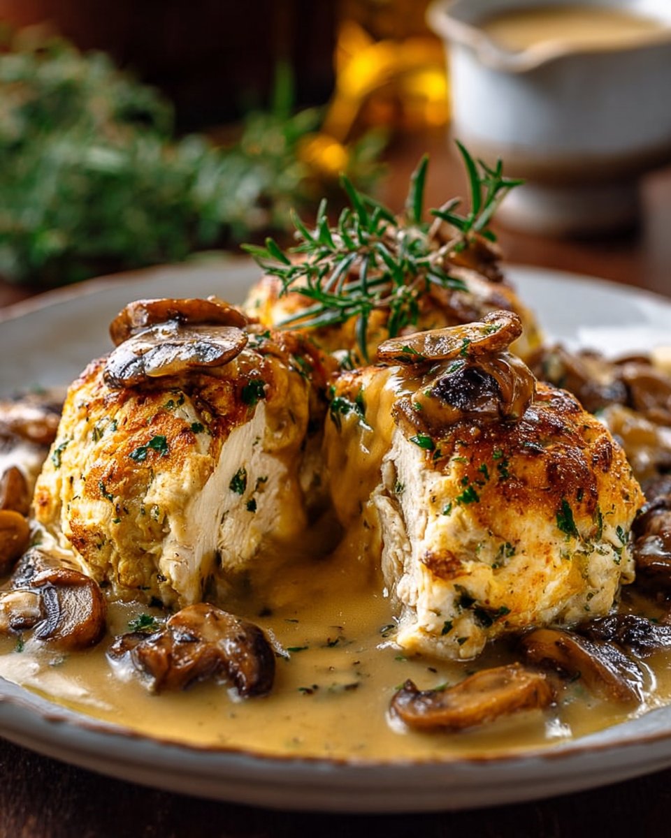Creamy Chicken and Mushroom Pillows with Savory Gravy