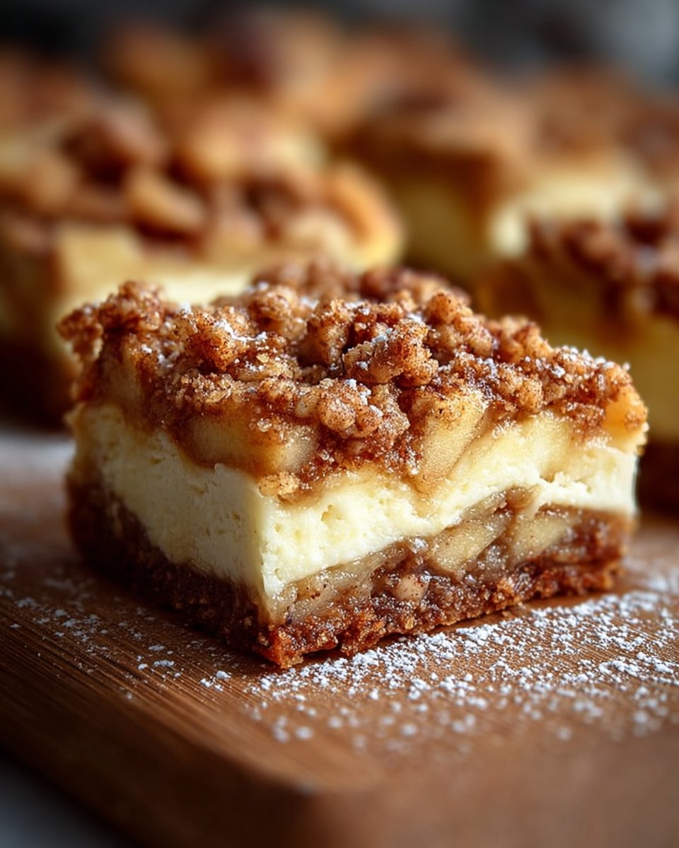 Homemade Apple Crisp Cheesecake Bars