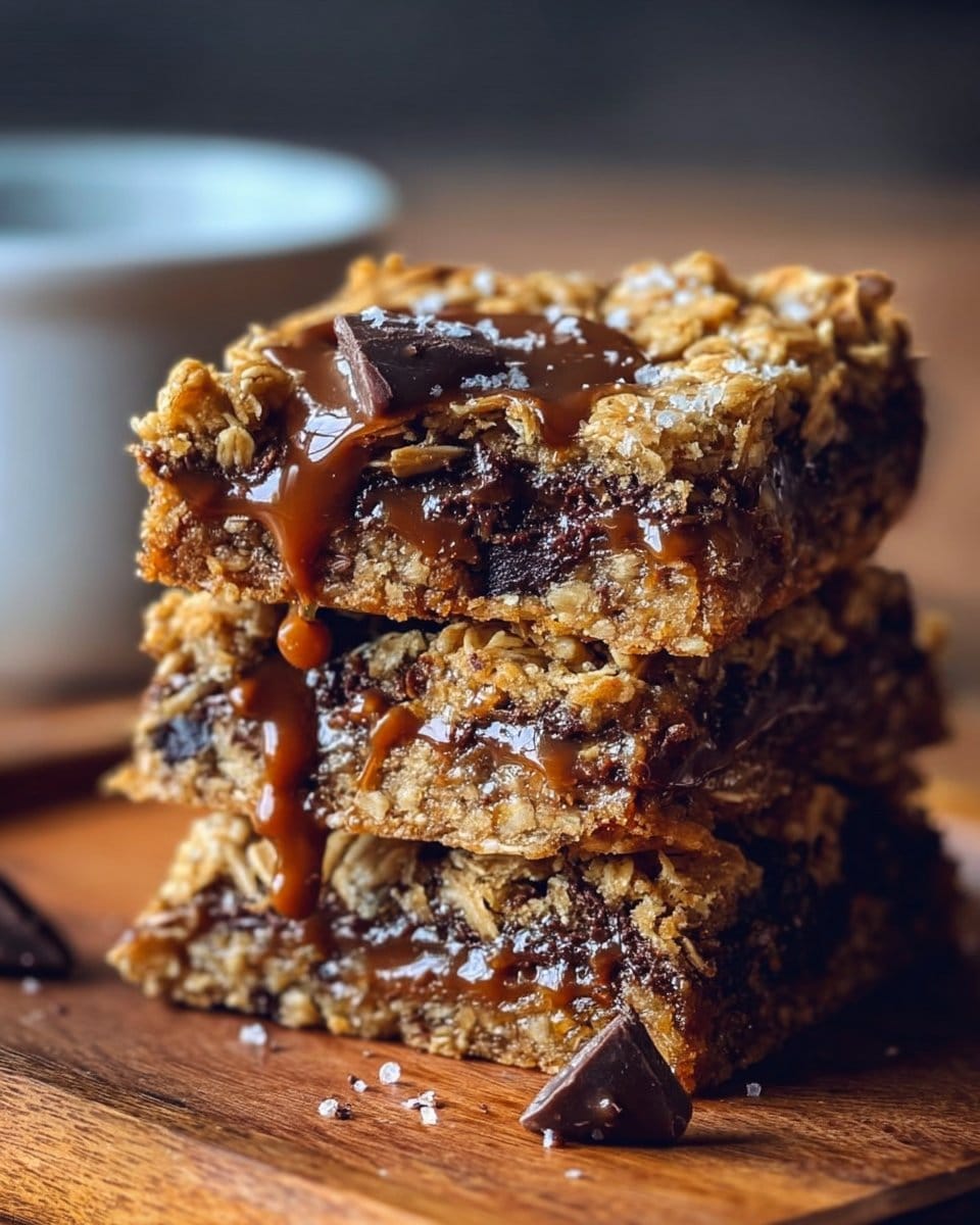 Salted Caramel Chocolate Chip Oat Cookie Bars