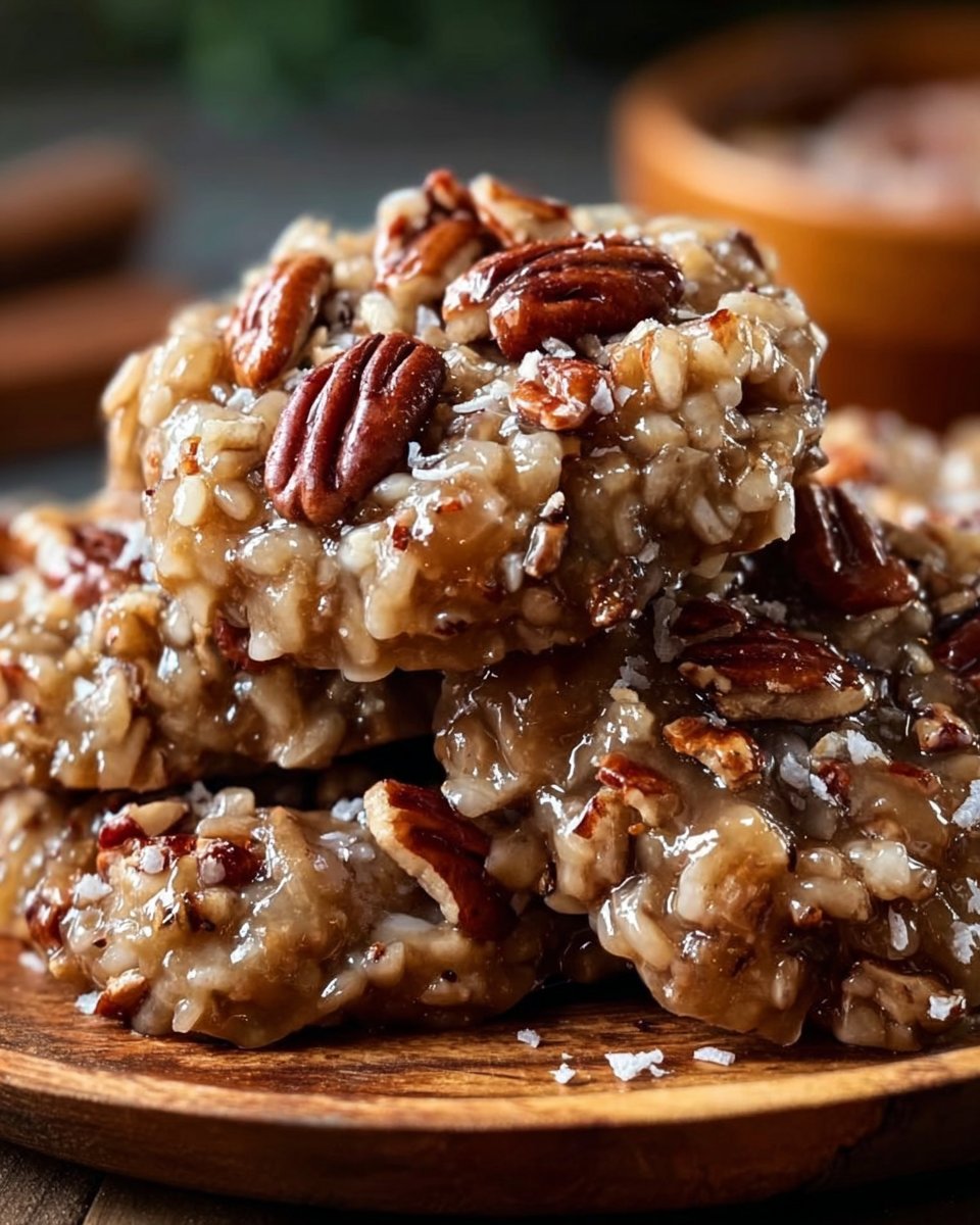 No Bake Coconut Pecan Praline Cookies