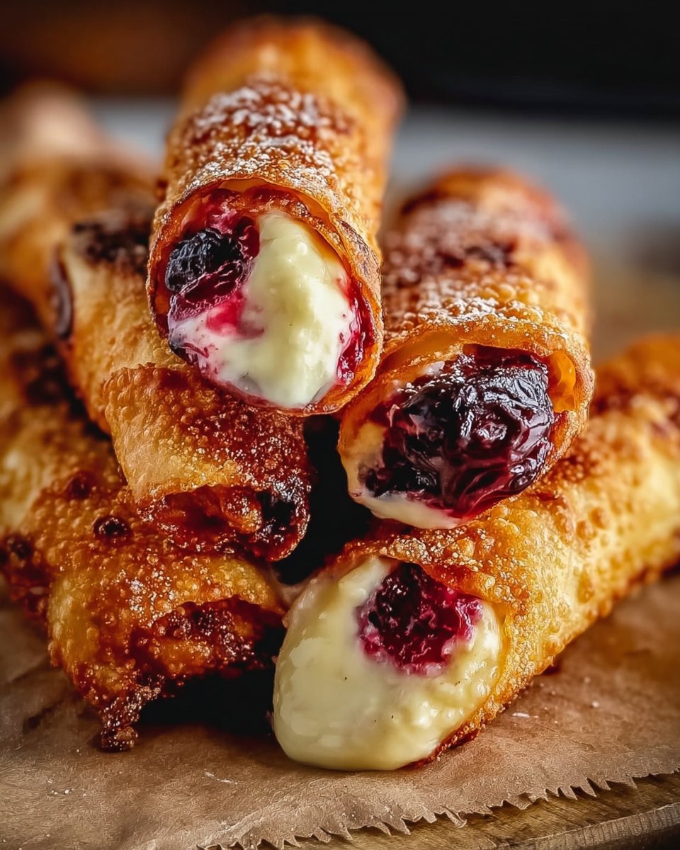 Crispy Homemade Air Fryer Cherry Cheesecake Egg Rolls Anytime