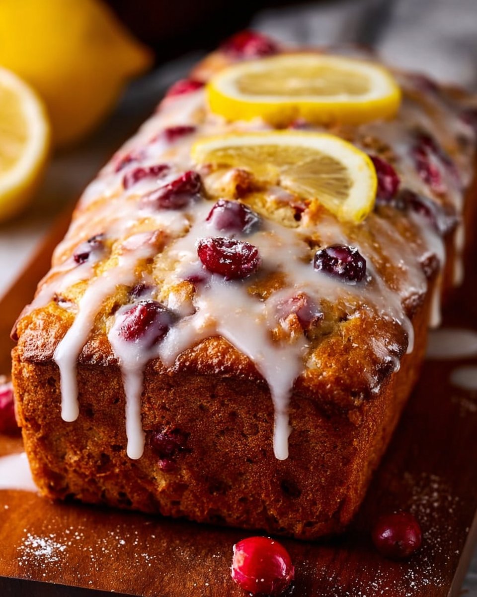 Glazed Lemon Cranberry Yogurt Bread