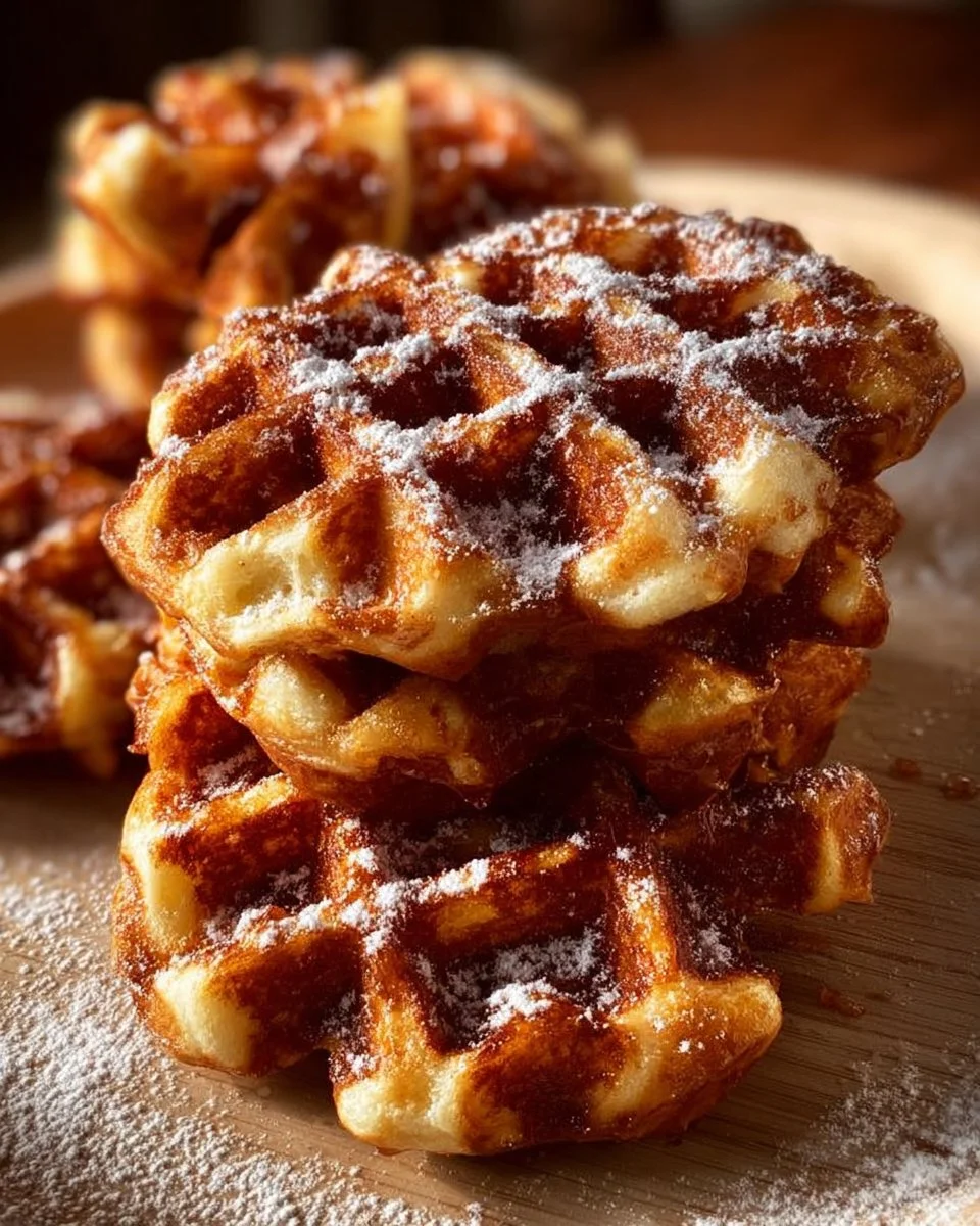Apple fritter waffle donuts topped with glaze and apple pieces