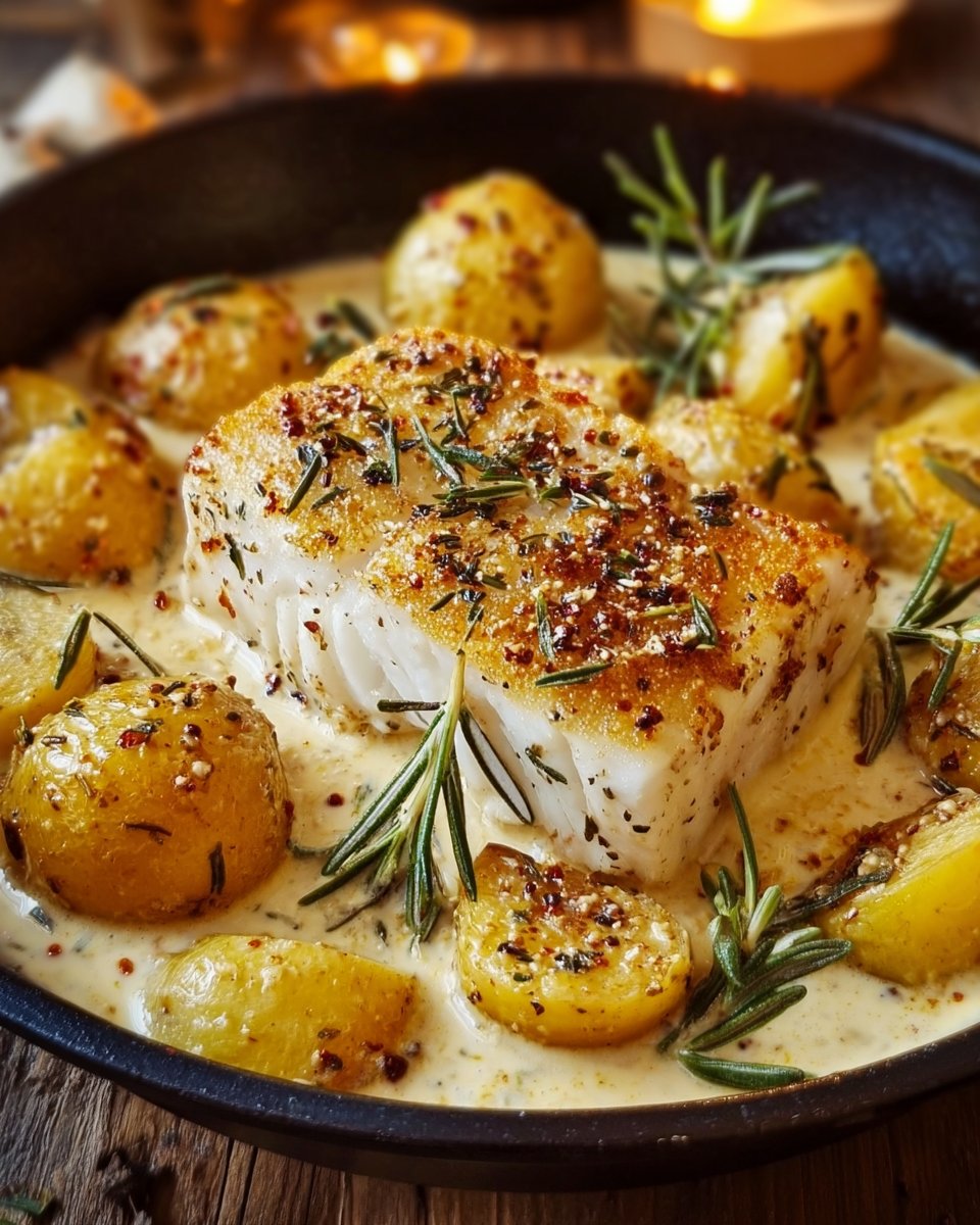 Cod and Potatoes in Rosemary Cream Sauce for Cozy Dinners