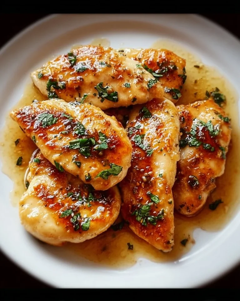 Plate of Chicken Scallopini with sauce and herbs
