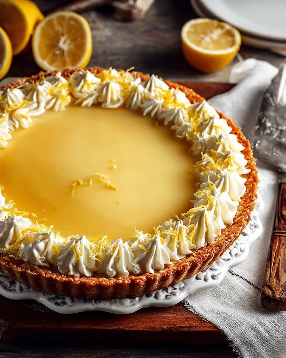Delicious slice of classic Meyer Lemon Pie with condensed milk