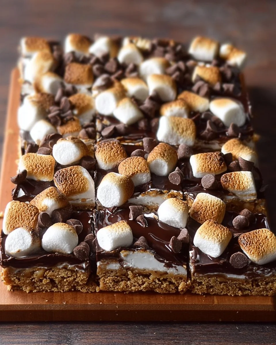 Delicious Classic S’mores Bars with chocolate, marshmallows, and graham crackers
