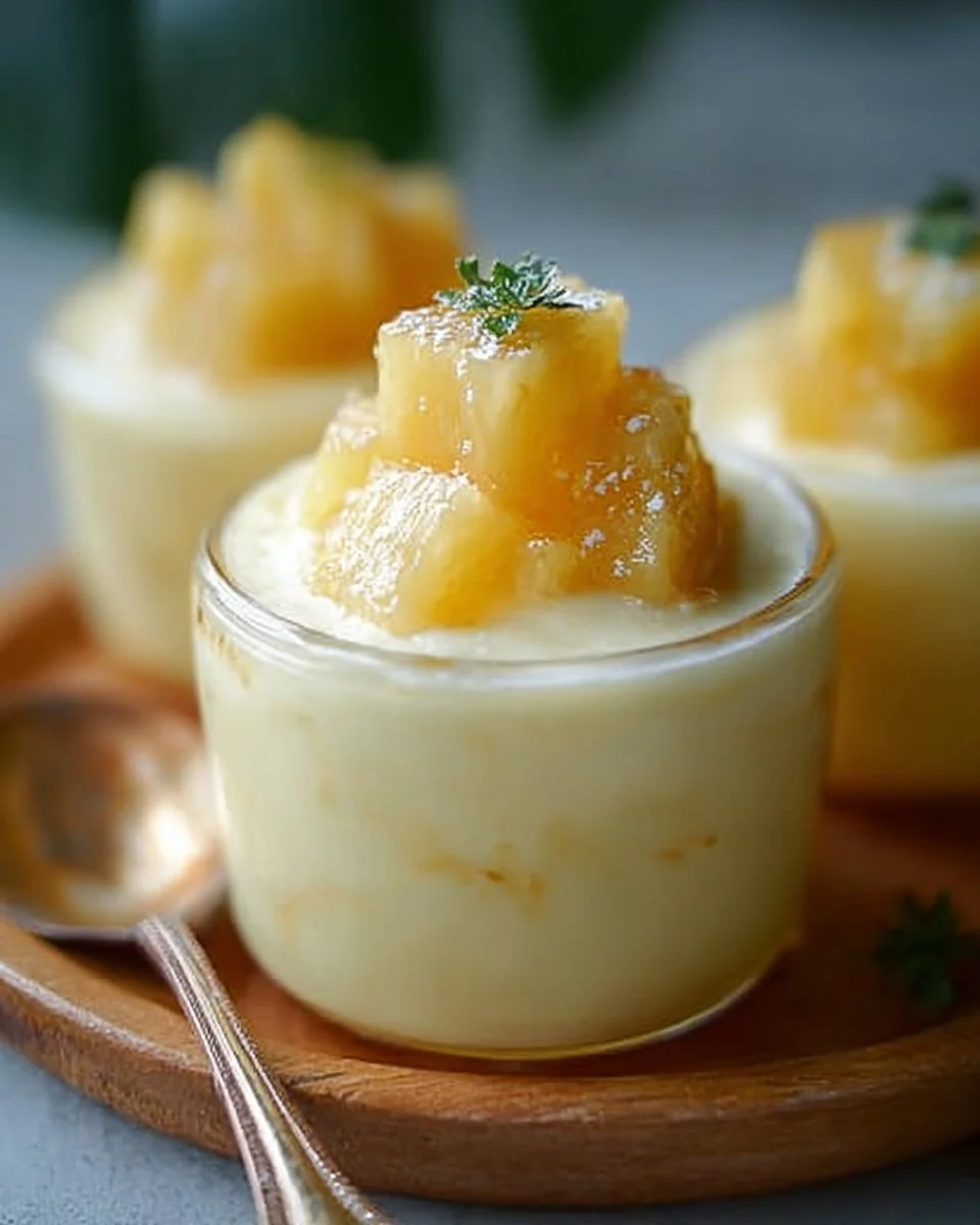 Delicious Cottage Cheese Pineapple Mousse Cups served in elegant dishes