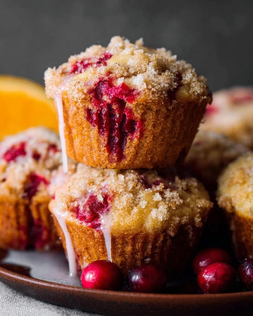 Freshly baked Cranberry Orange Muffins cooling on a wire rack
