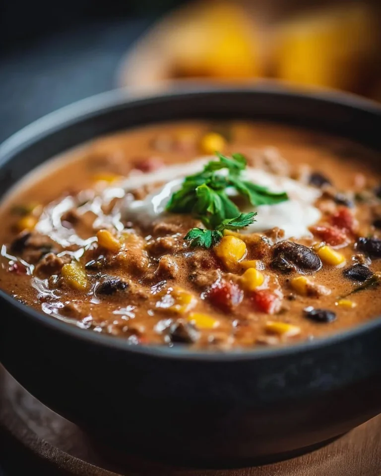 A bowl of creamy taco soup topped with cheese and cilantro