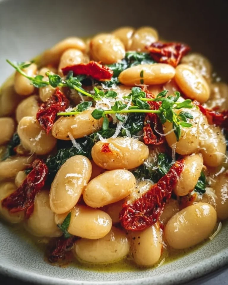 Creamy Tuscan butter beans served in a bowl with herbs