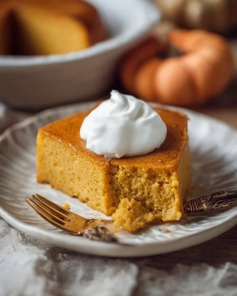 Delicious crustless pumpkin pie pudding served in a bowl