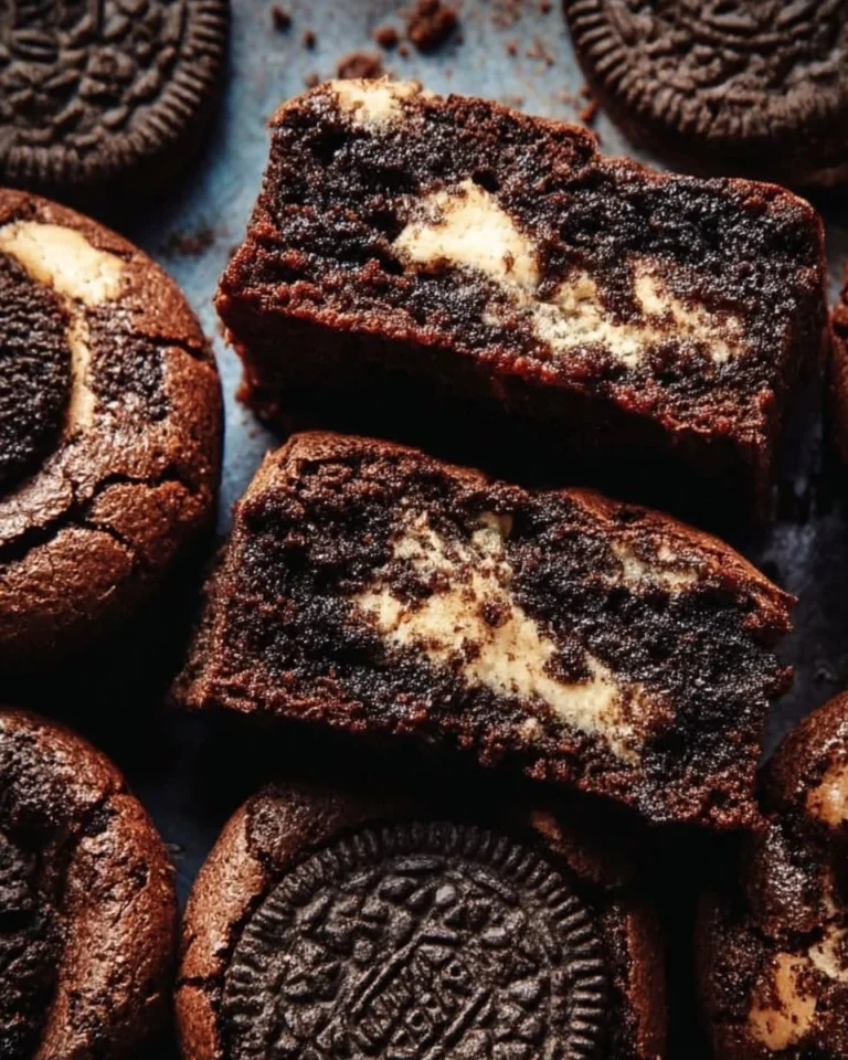Decadent Oreo Brookies featuring brownies and Oreo cookies for a delicious treat.