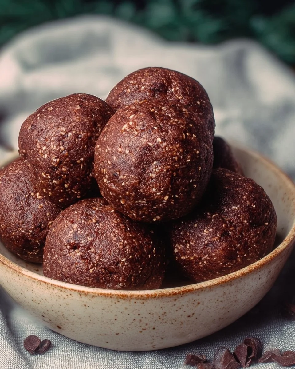 Delicious Double Chocolate Cookie Dough Bliss Balls for healthy snacking