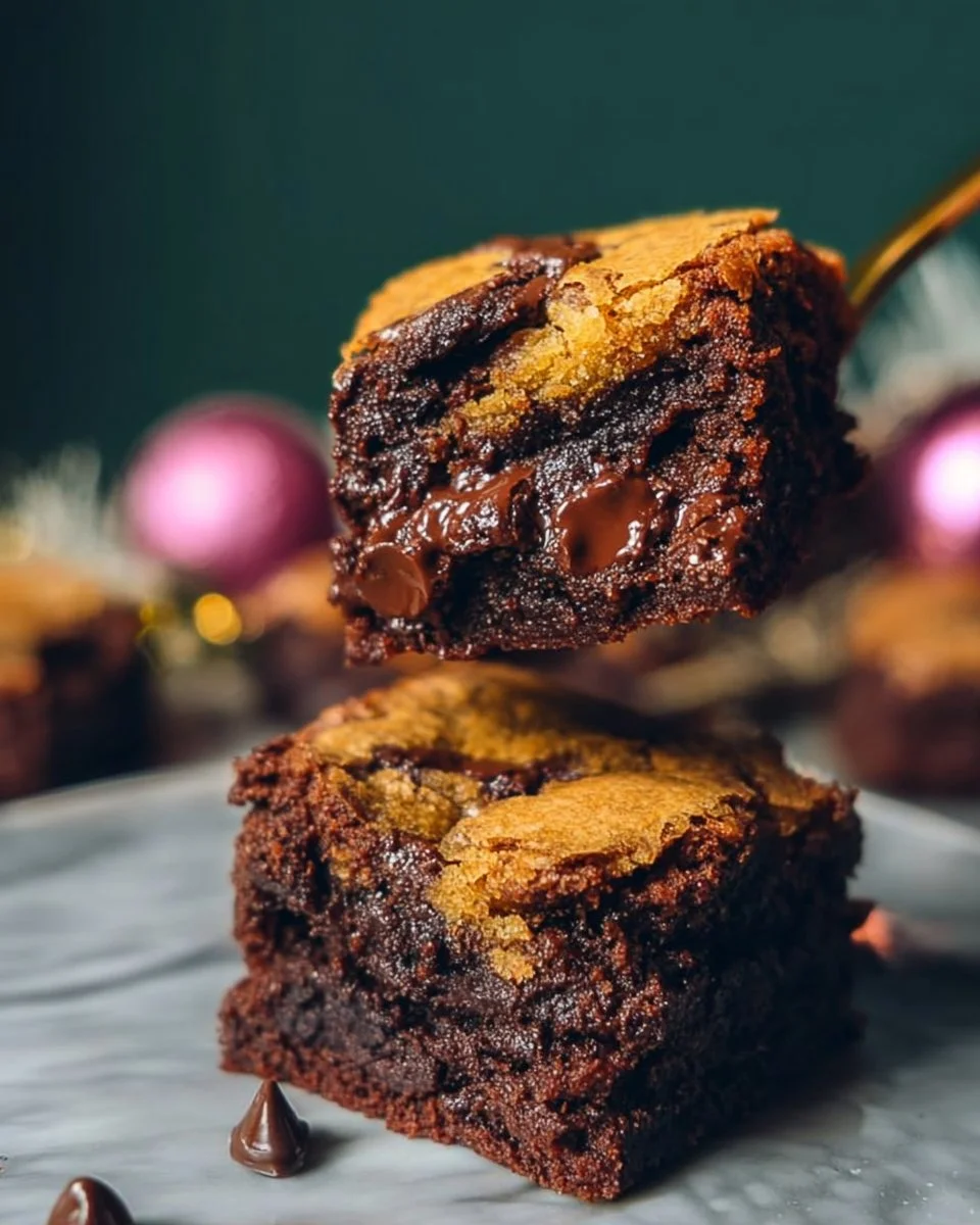 Delicious easy brookies combining brownies and cookies on a plate