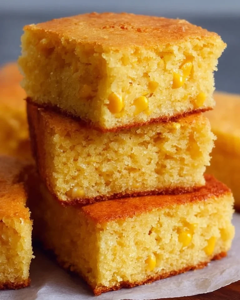 Deliciously fluffy cornbread with corn served on a wooden table