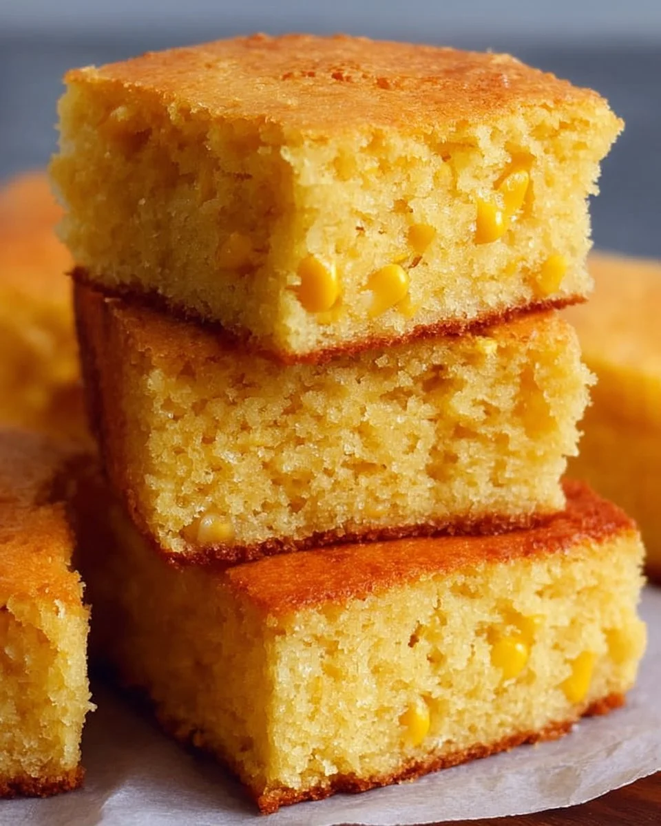Deliciously fluffy cornbread with corn served on a wooden table