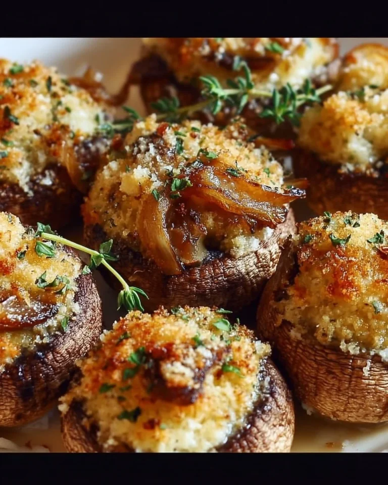 Garlic Parmesan Stuffed Mushrooms on a serving platter