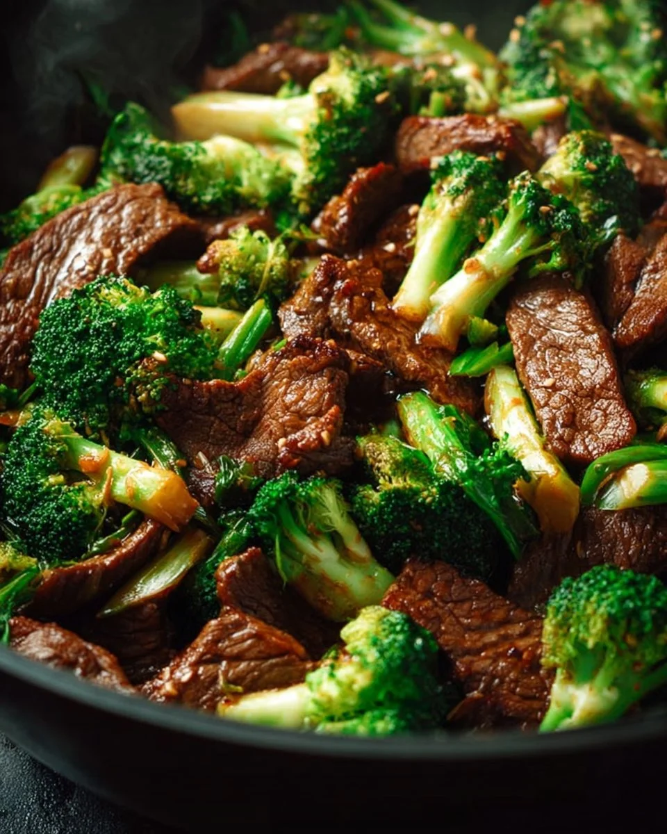 Ginger Garlic Beef & Broccoli Stir-Fry served on a plate