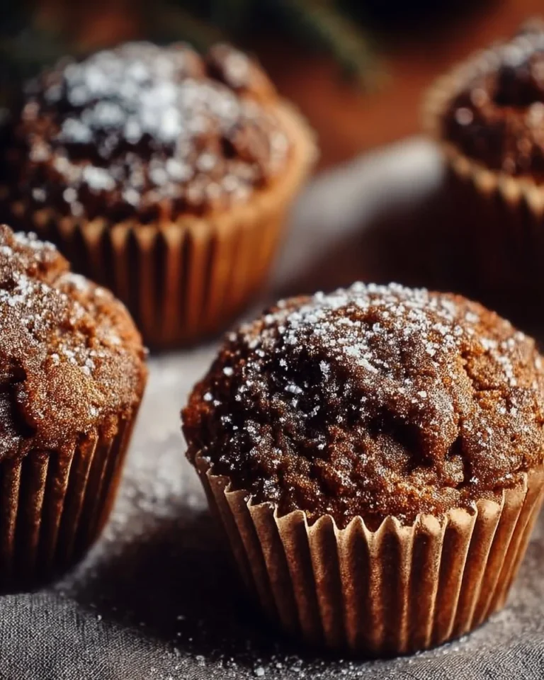 Freshly baked gingerbread muffins topped with frosting and spices