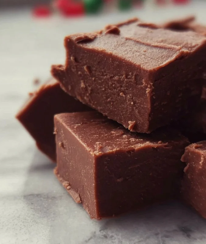 Delicious homemade chocolate fudge in a decorative dish