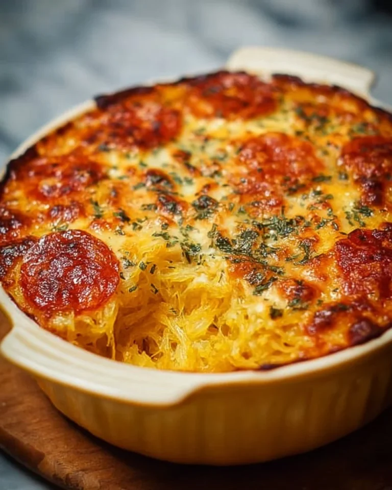 Homemade spaghetti squash pizza casserole topped with fresh ingredients