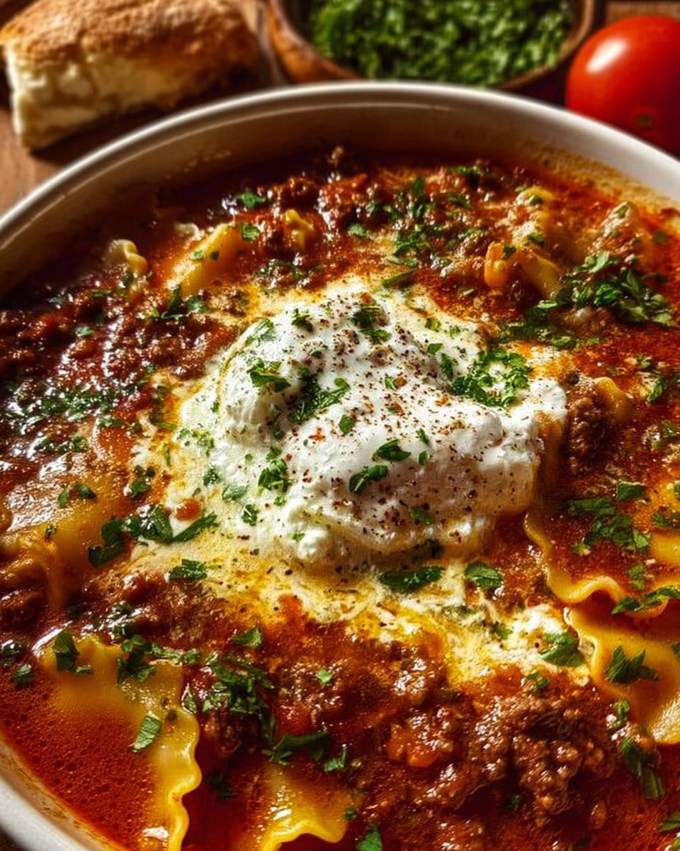 Lasagna Soup with Ricotta Cheese