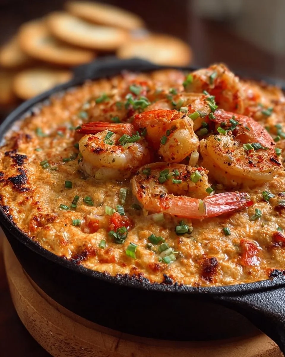 Bowl of irresistible spicy shrimp dip served with tortilla chips