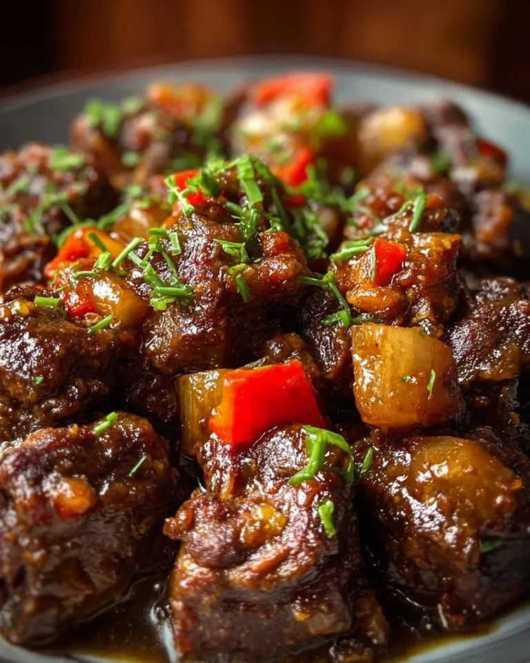 Delicious Jamaican Oxtails served with rice and peas