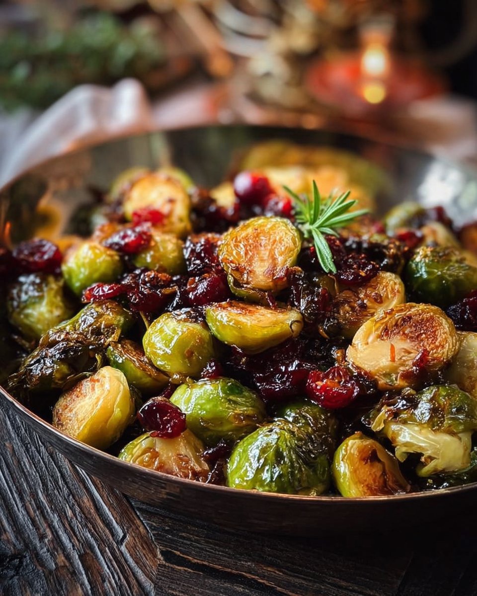 Roasted Pear and Cranberry Brussels Sprouts
