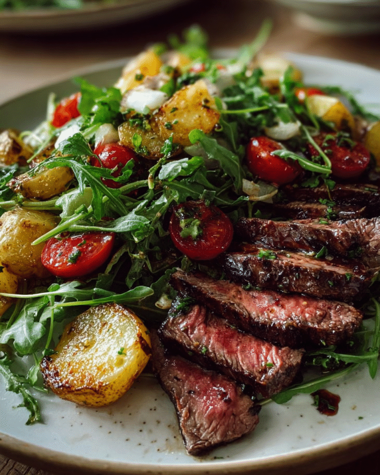 Arugula Skirt Steak Salad with Crispy Potatoes